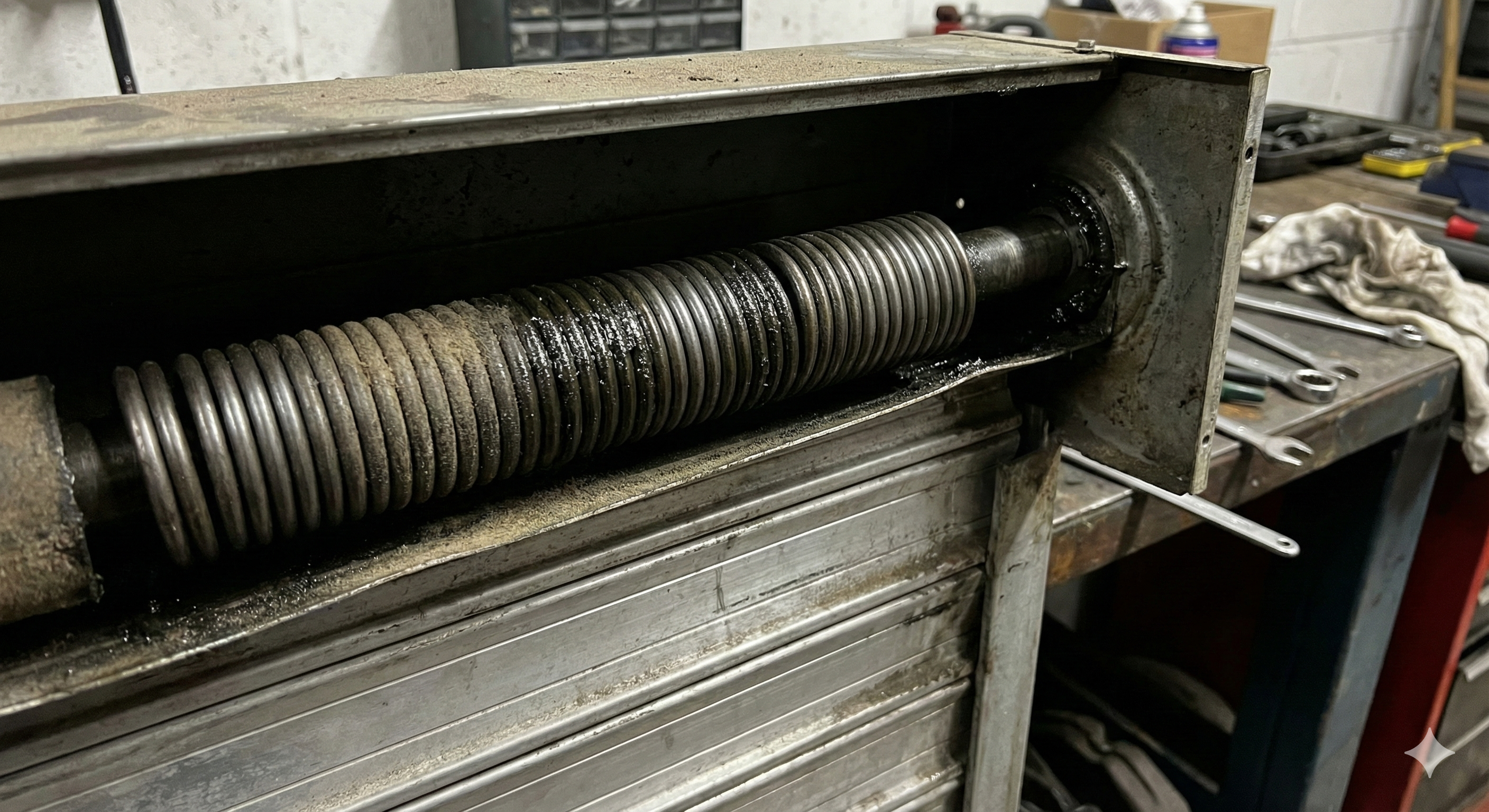 手動シャッターのバネ交換